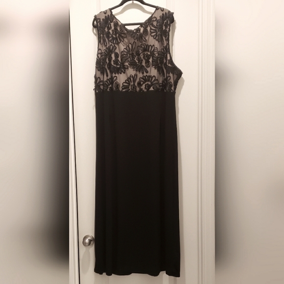 Black and Beige Sheer Embroidery Dress - Picture 8 of 9